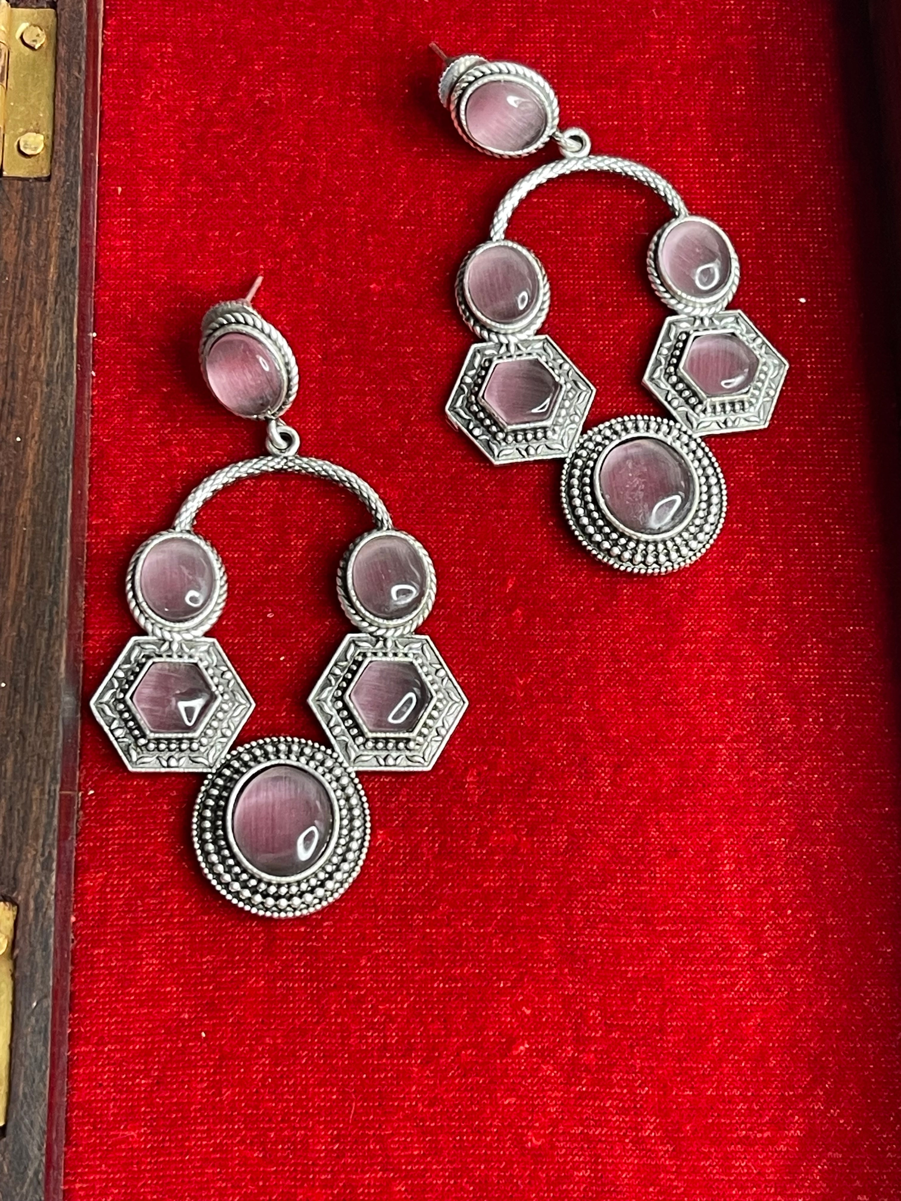 Lilac Heritage Oxidised Earrings
