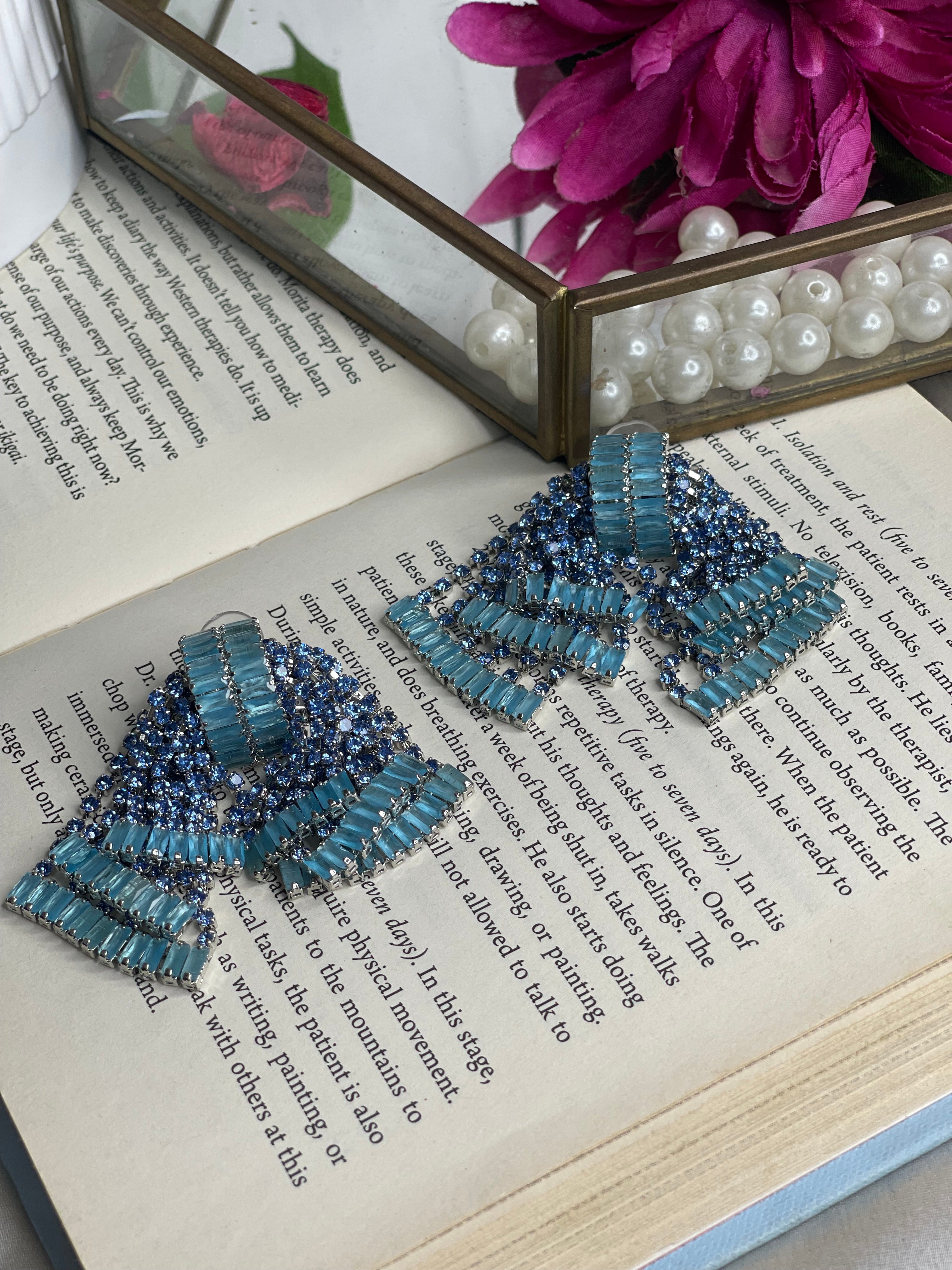 Sapphire Fan Statement Earrings