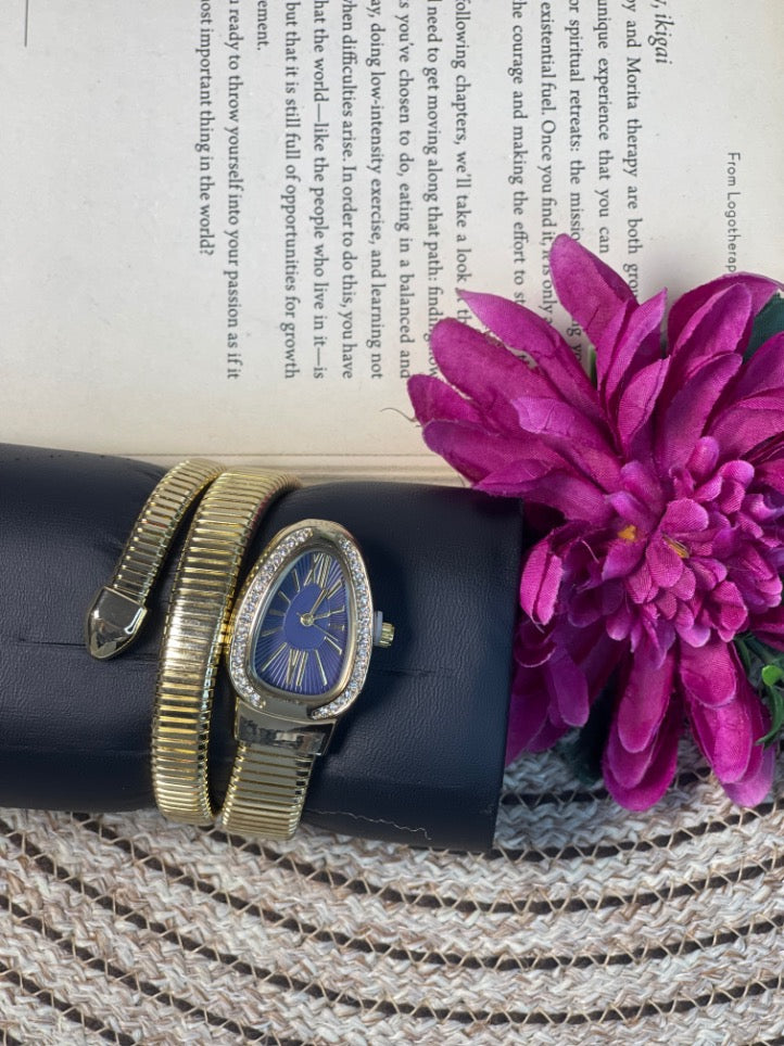 Navy Dial Serpent Wrap Watch