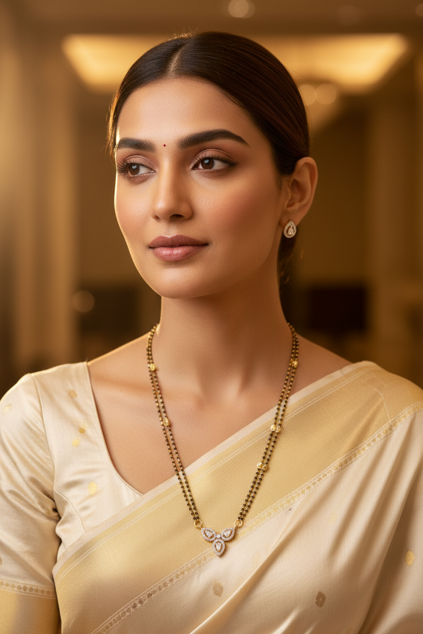 Teardrop Diamond Mangalsutra Set