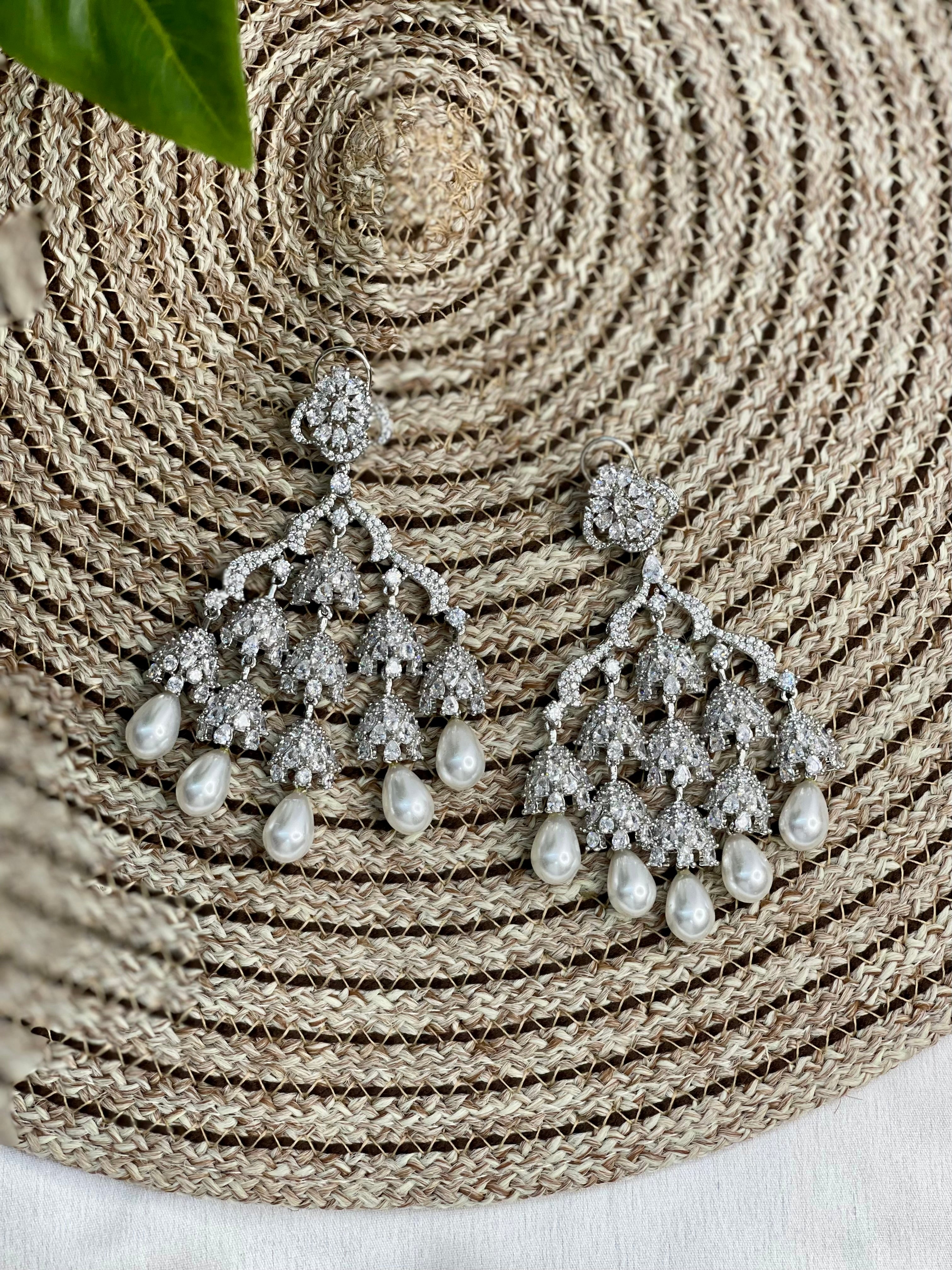Pearl Chandelier Statement Earrings