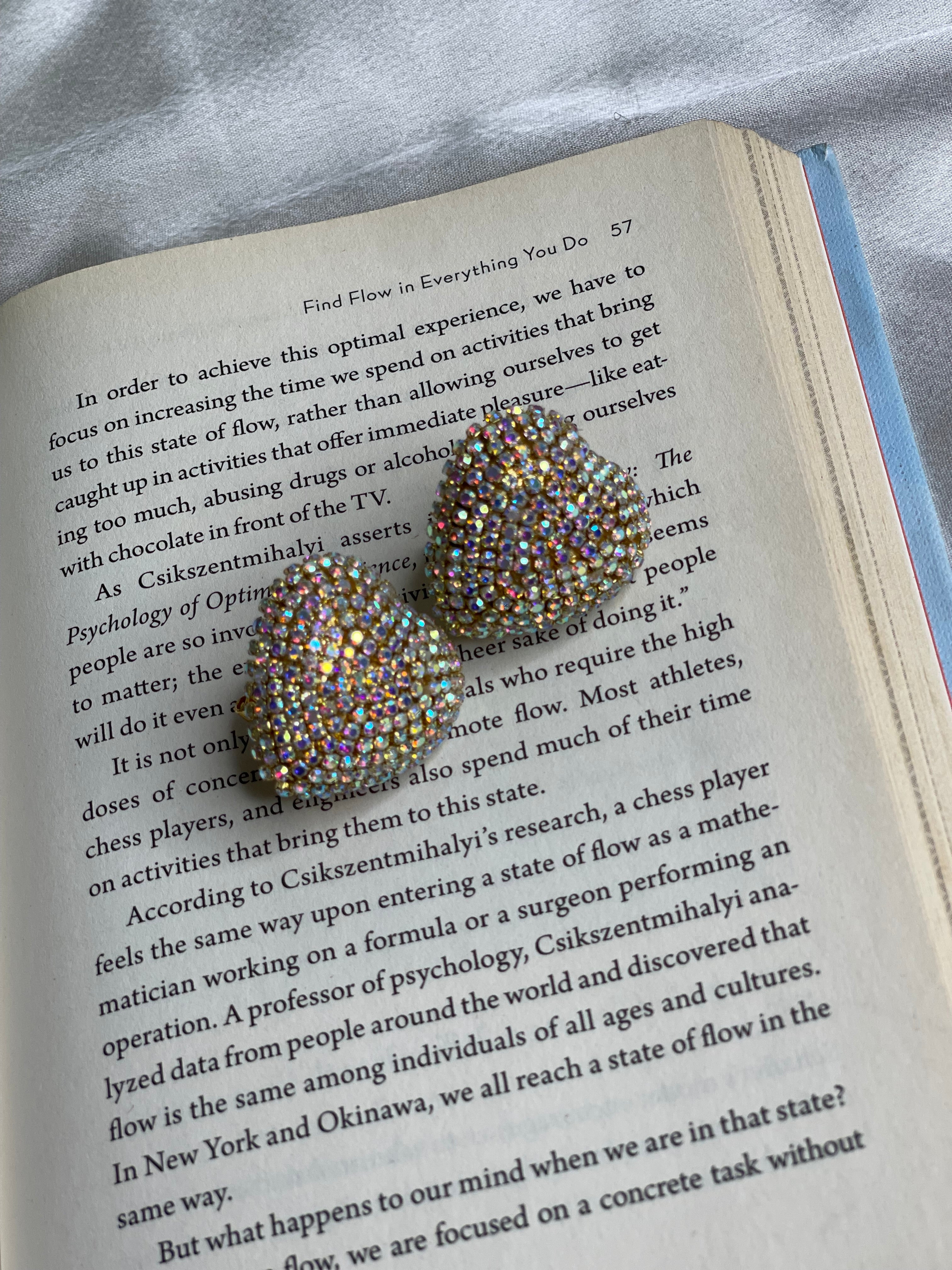 Rainbow Rhinestone Heart Studs