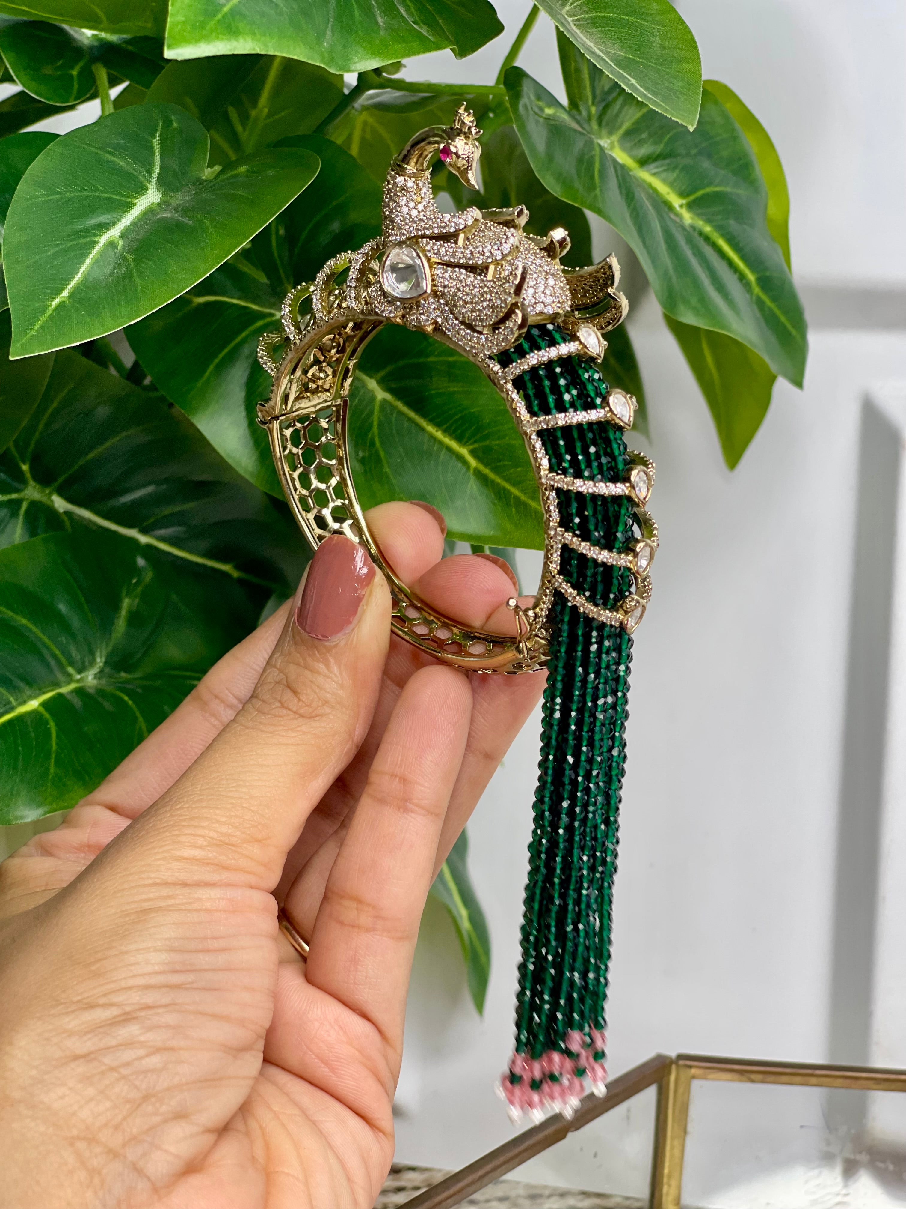 Maharani Peacock Hand Harness Kada
