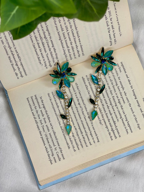 Emerald Dew Floral Drop Earrings