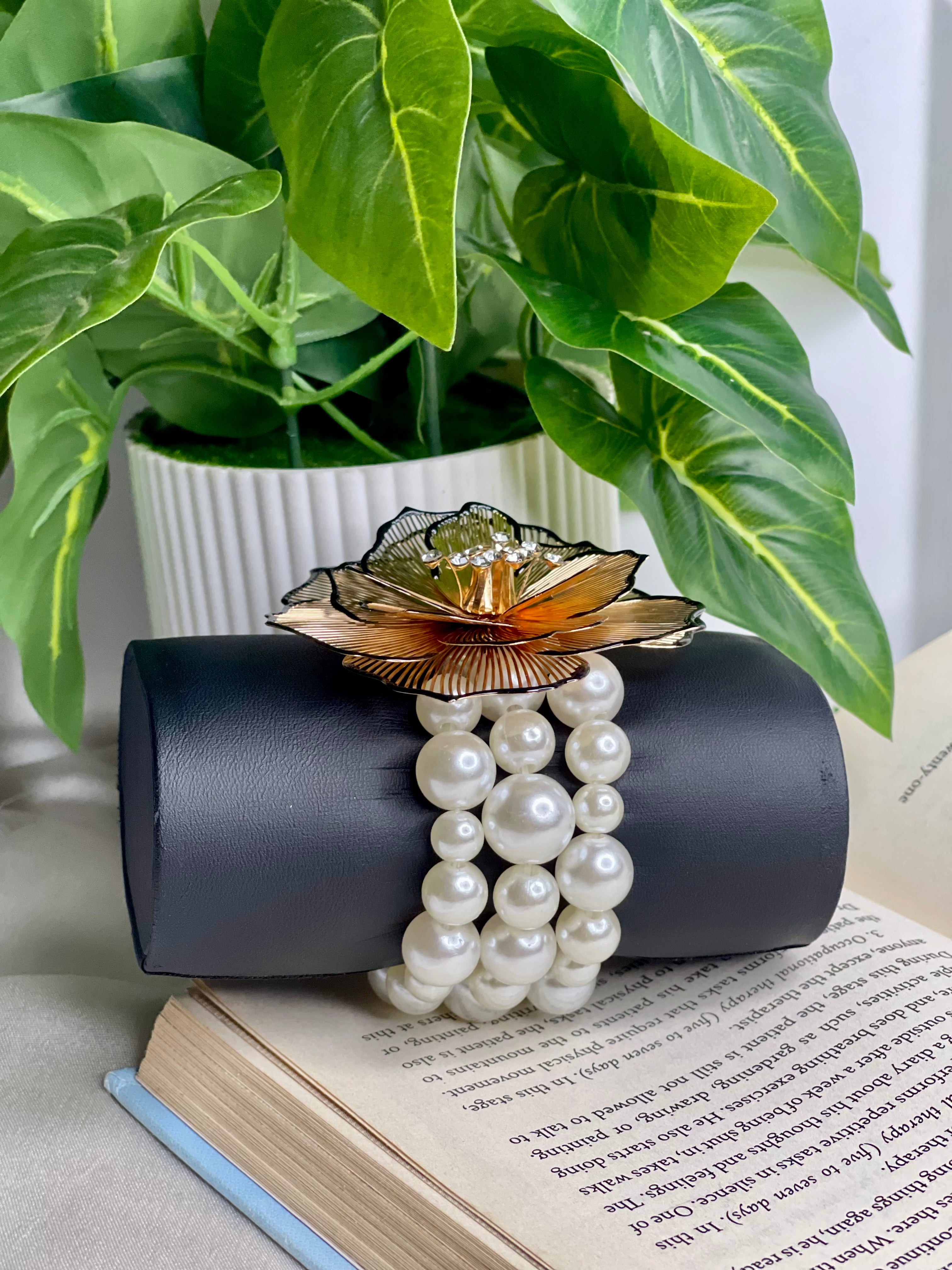 Pearl Floral Statement Bracelet