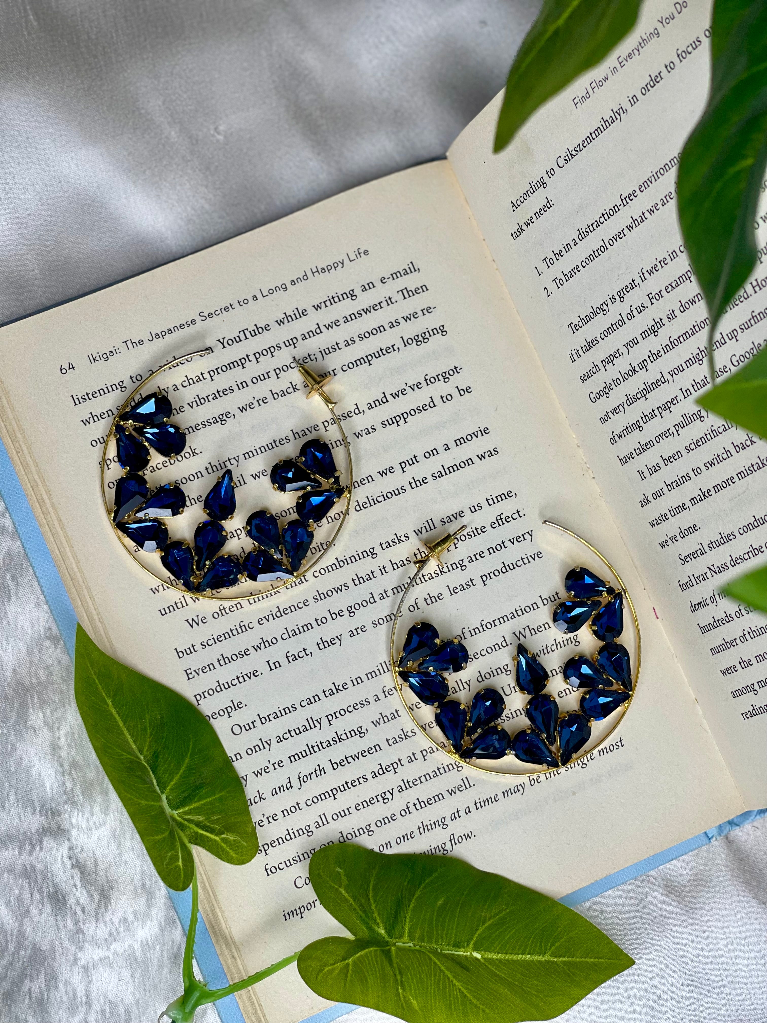 Navy Blue Blaze Hoops