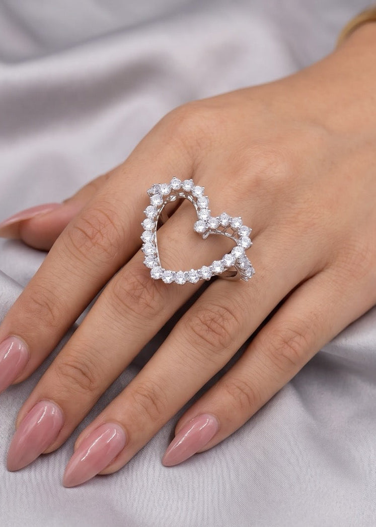Crystal Heart Statement  Western Ring