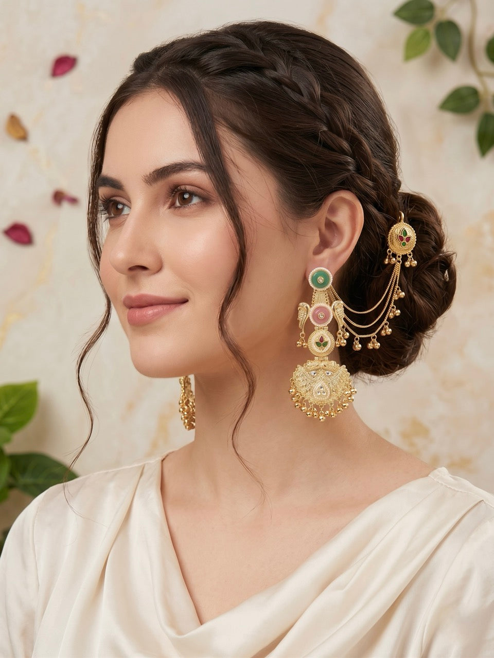 Multi Aabroo Kashmiri Kaanchain Earrings