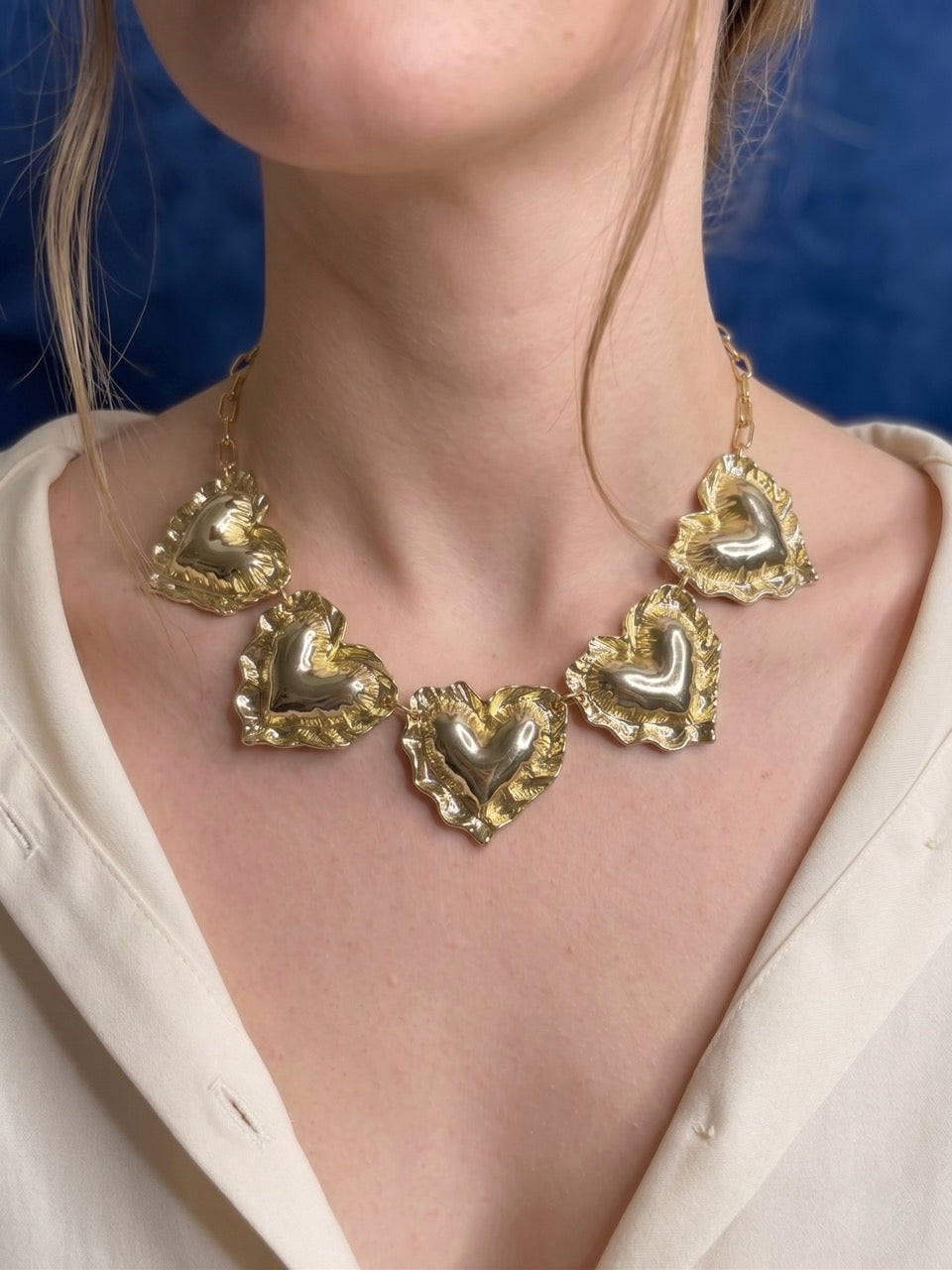 Golden Heart Statement Necklace