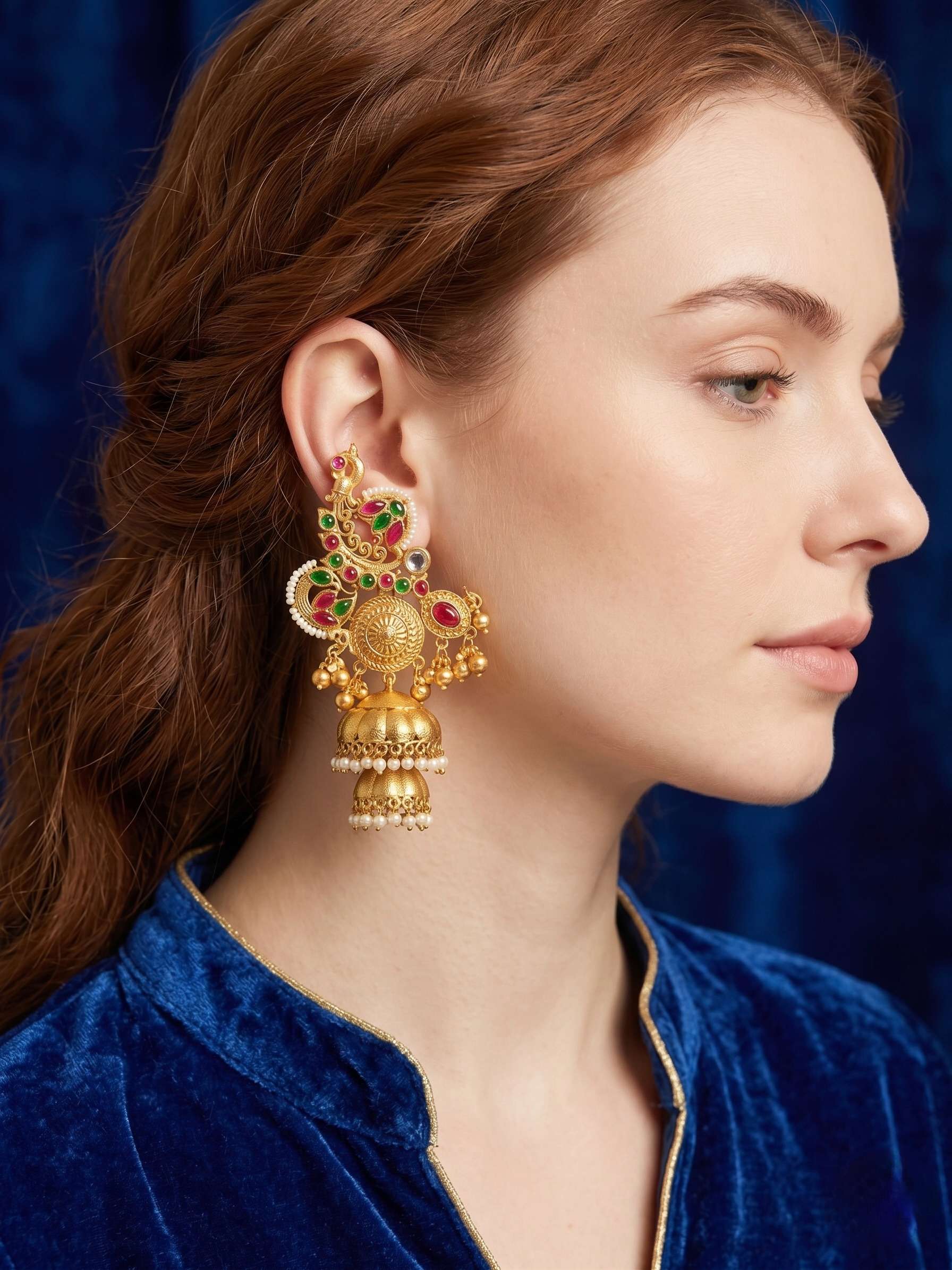 ⁠Multi Eira Kashmiri Earcuff Earrings