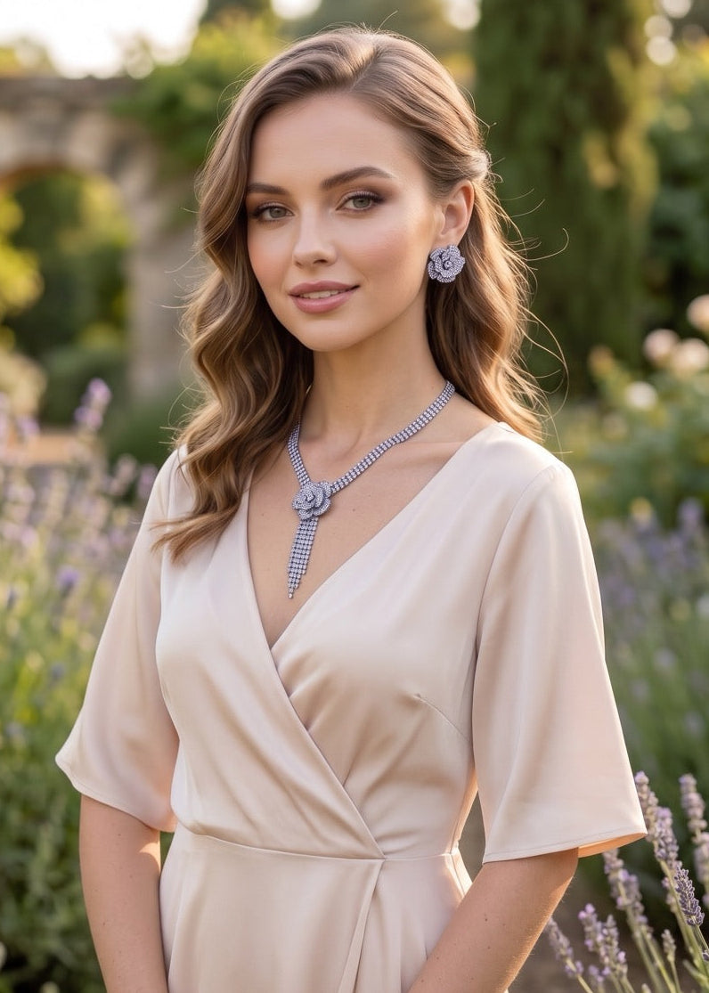 Pink Rose neckpiece Set