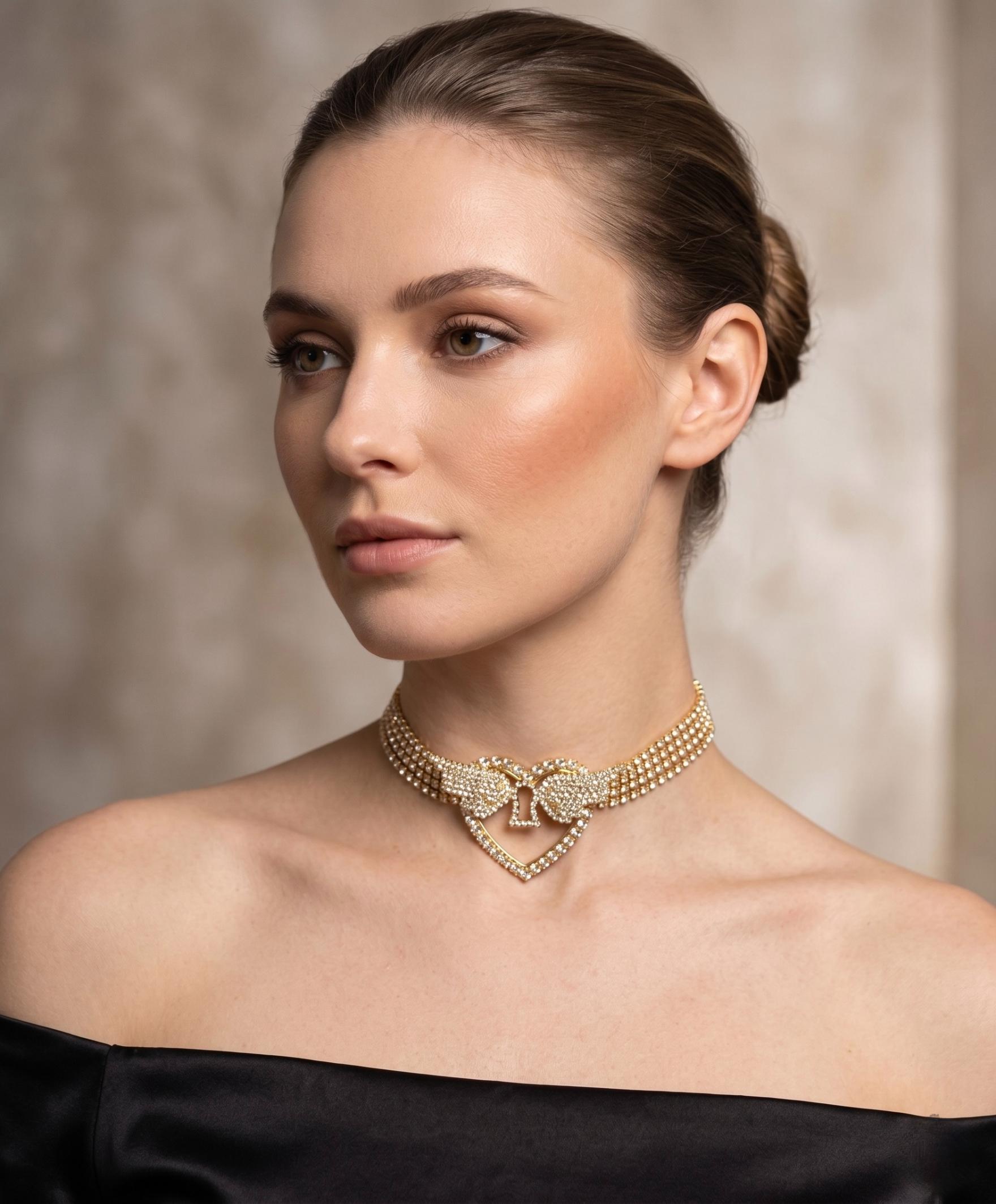 Golden Cupid Heart Choker
