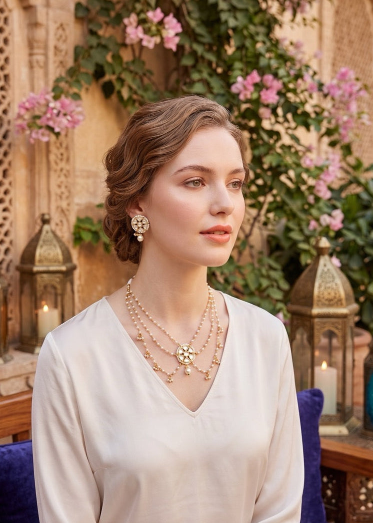 Noor Pearl Layered Necklace Set