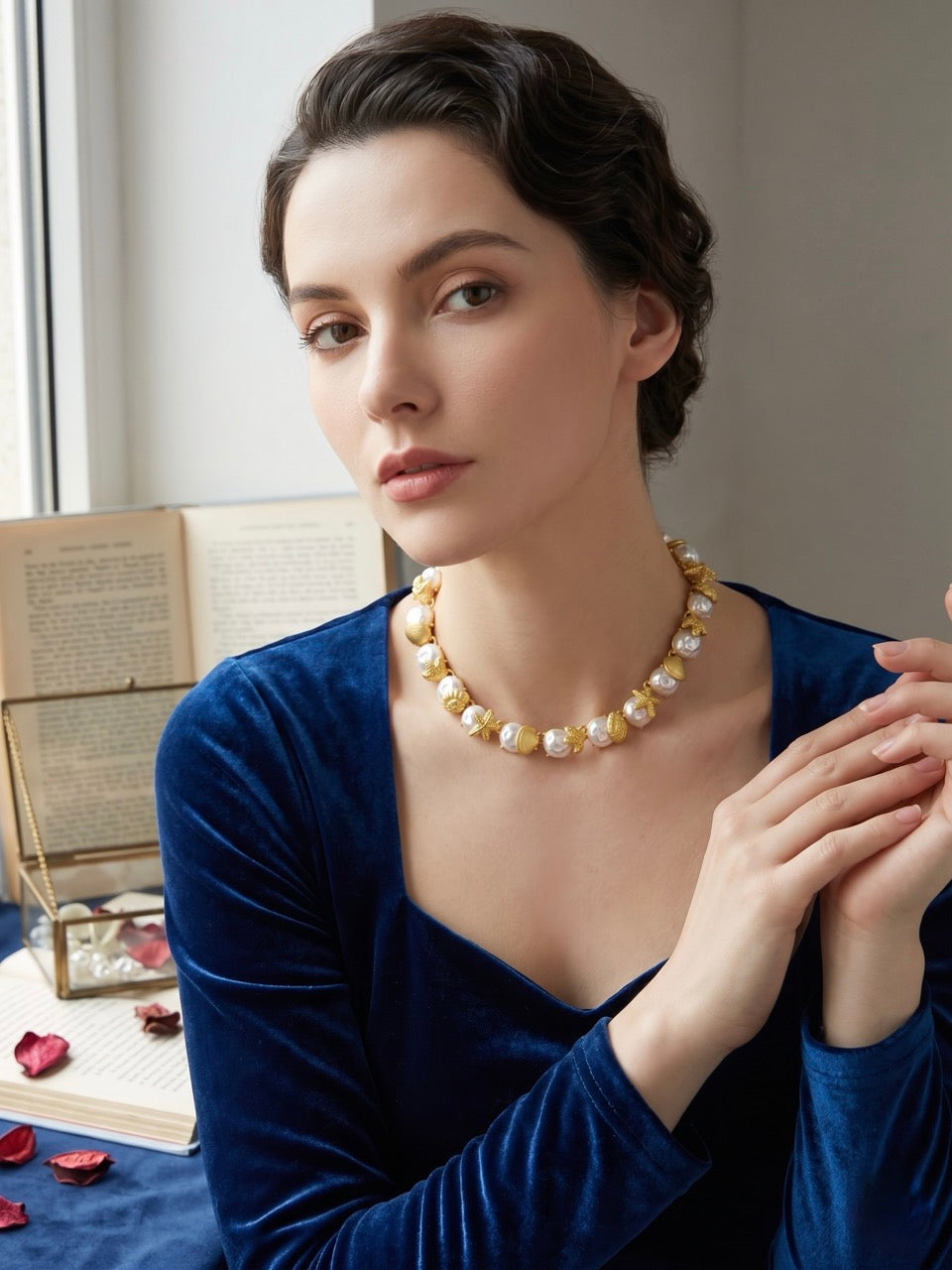 Starfish Pearl Charm Necklace