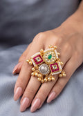 Pink Royal Kundan Ghunghroo Ring