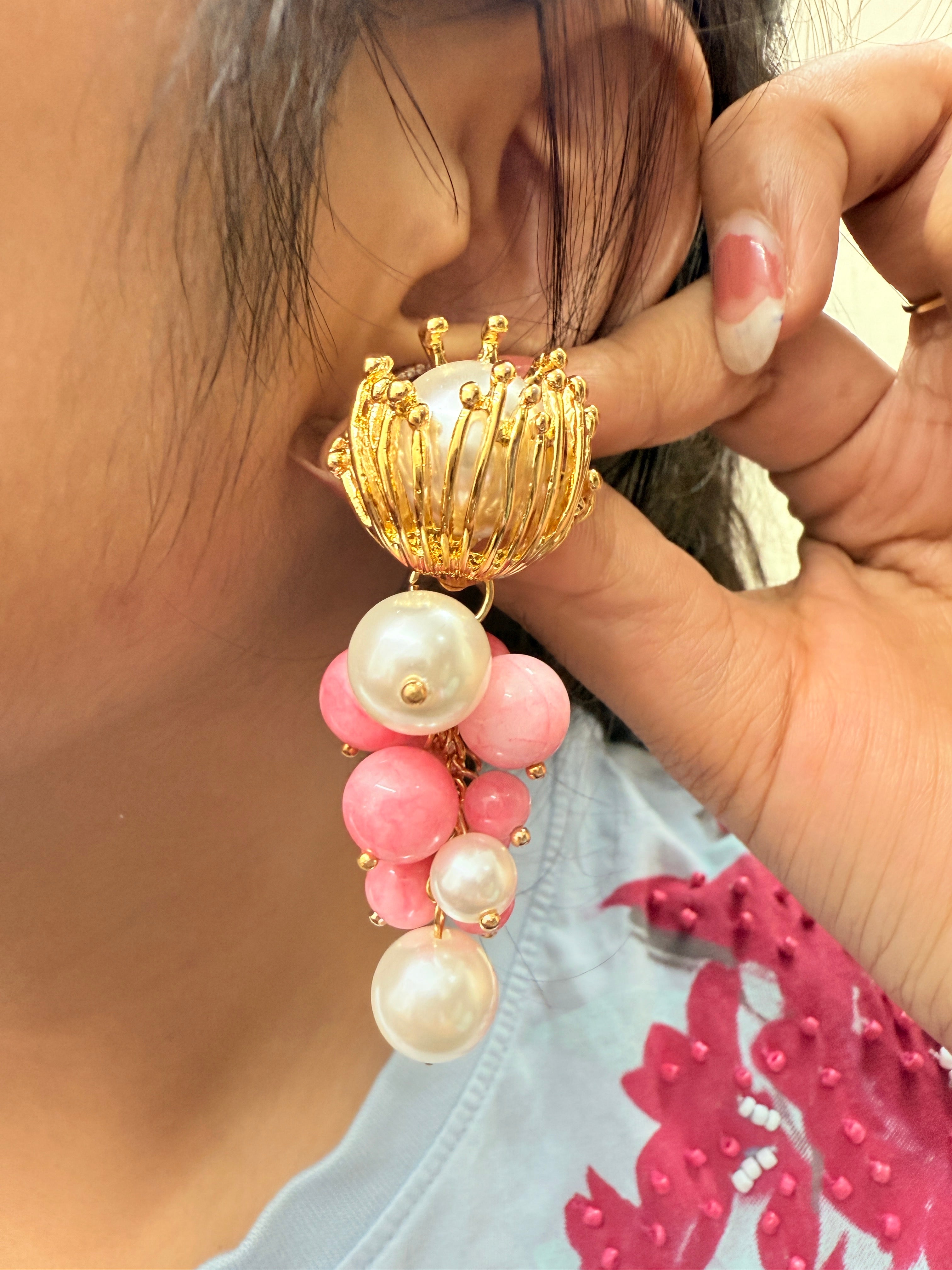 Pearl cherry earrings