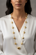 Golden Puff Heart Long Necklace