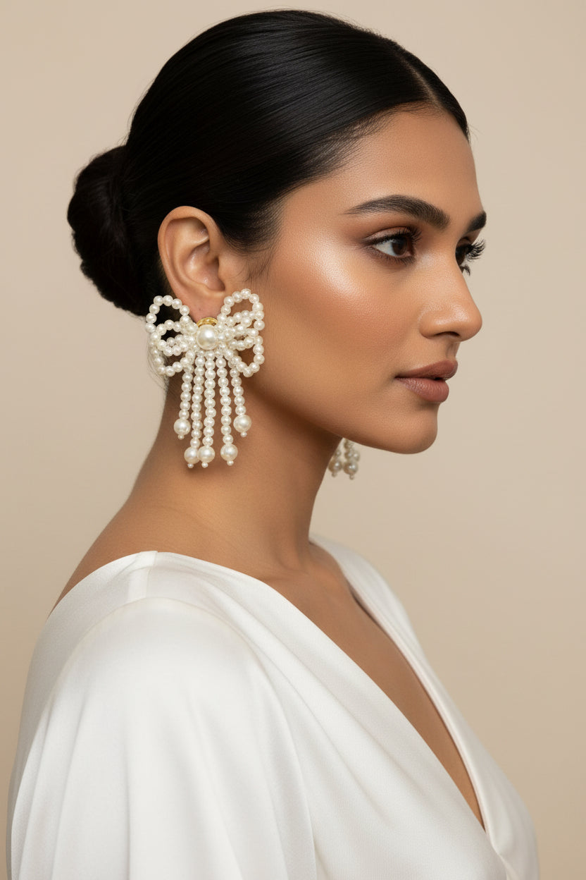 Pearl Bow Earrings
