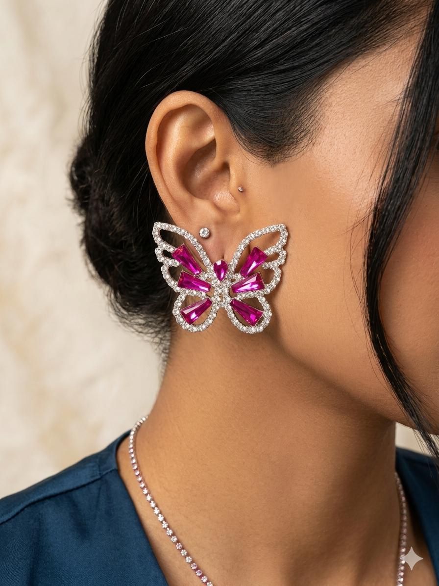 Pink Butterfly Earrings