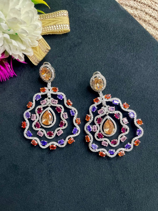 Multi Navratan Luxe Earrings