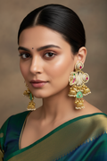 Jhol Mint Kundan Jhumka Earrings