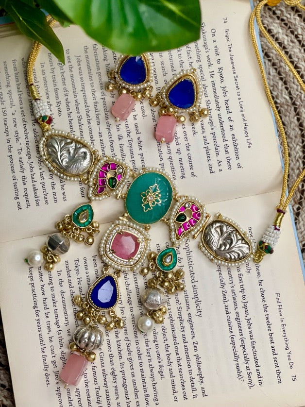 Meenakari Kundan Necklace Set