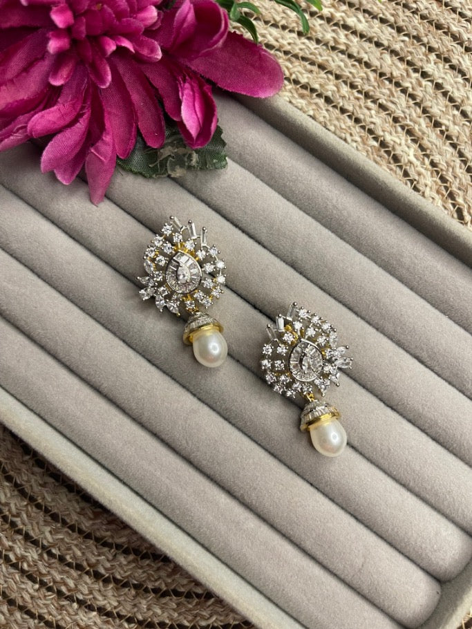 Teardrop Crystal Pearl Earrings