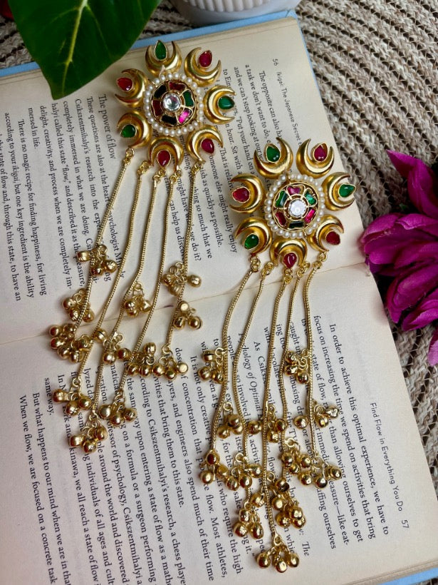 Avika Multicolour Floral Chandbali Earrings