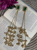 Riya Emerald Rectangle Long Earrings