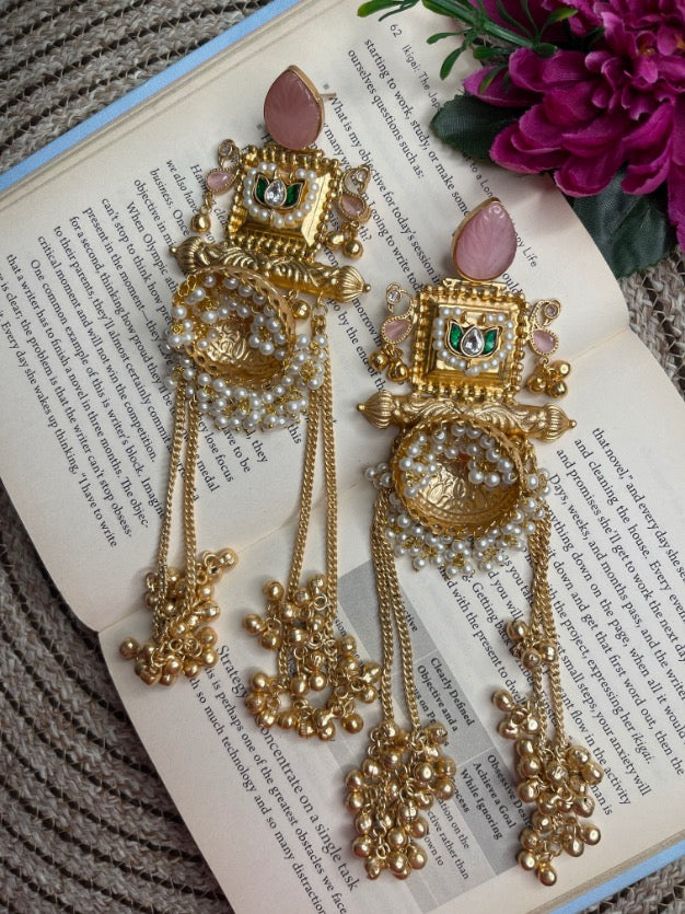 Meher (Pink) Kashmiri Jhumki Earrings