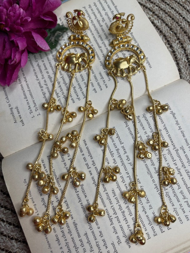 Mayuri Peacock & Elephant Long Earrings