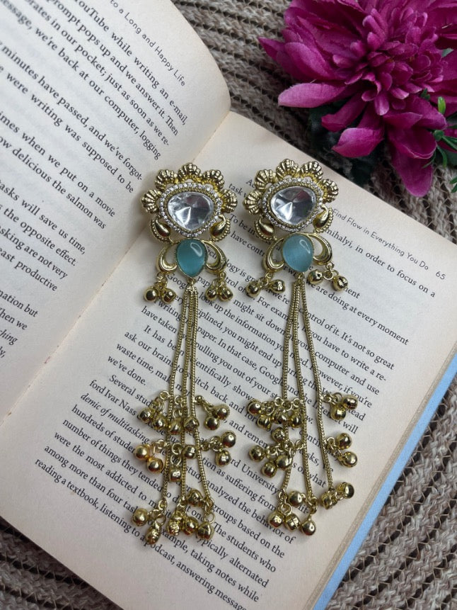 Anaya Blue Kundan Kashmiri Earrings