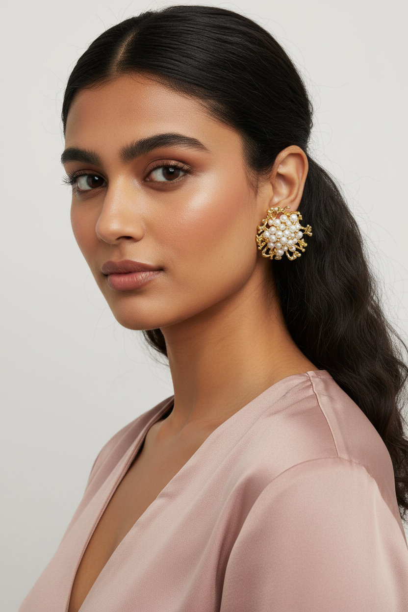 Pearl Bloom Floral Studs
