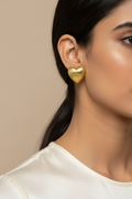 Golden Puffy Heart Earings