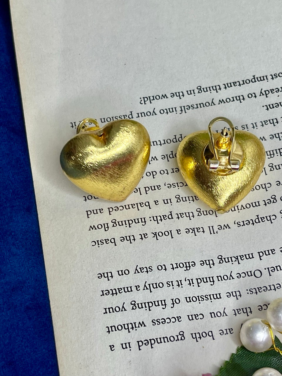 Golden Puffy Heart Earings
