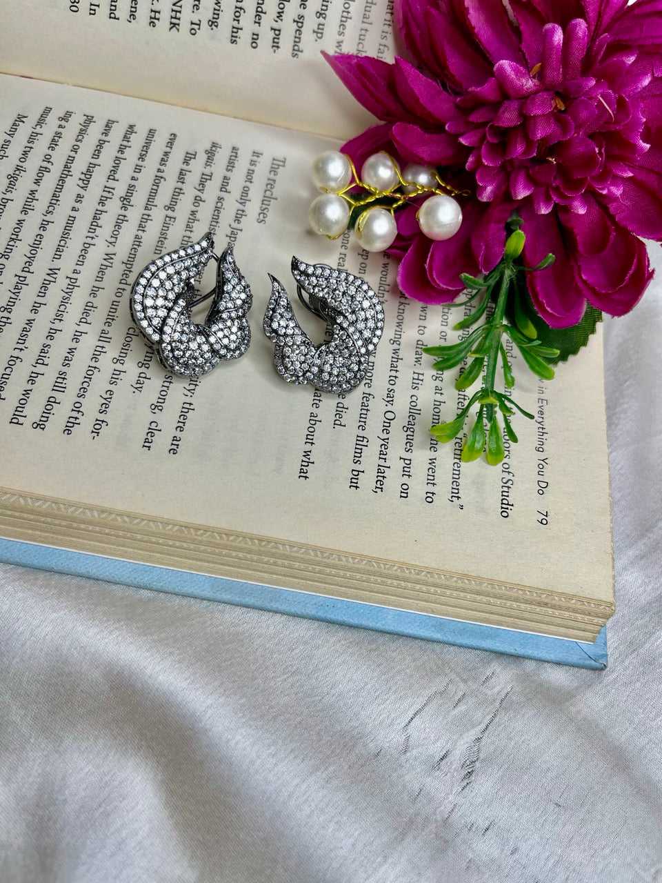 Silver Midnight Flame  Earings