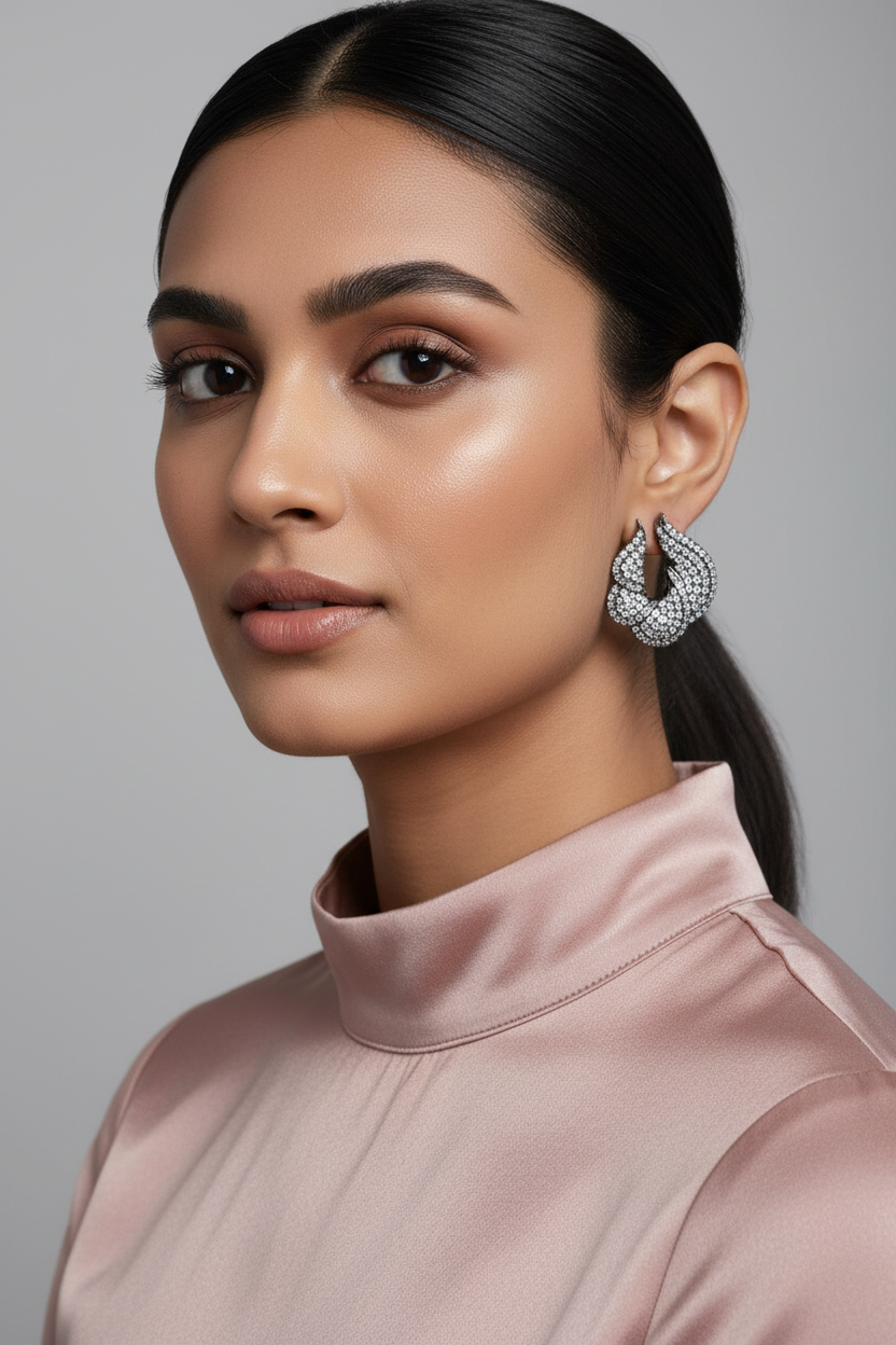 Silver Midnight Flame  Earings