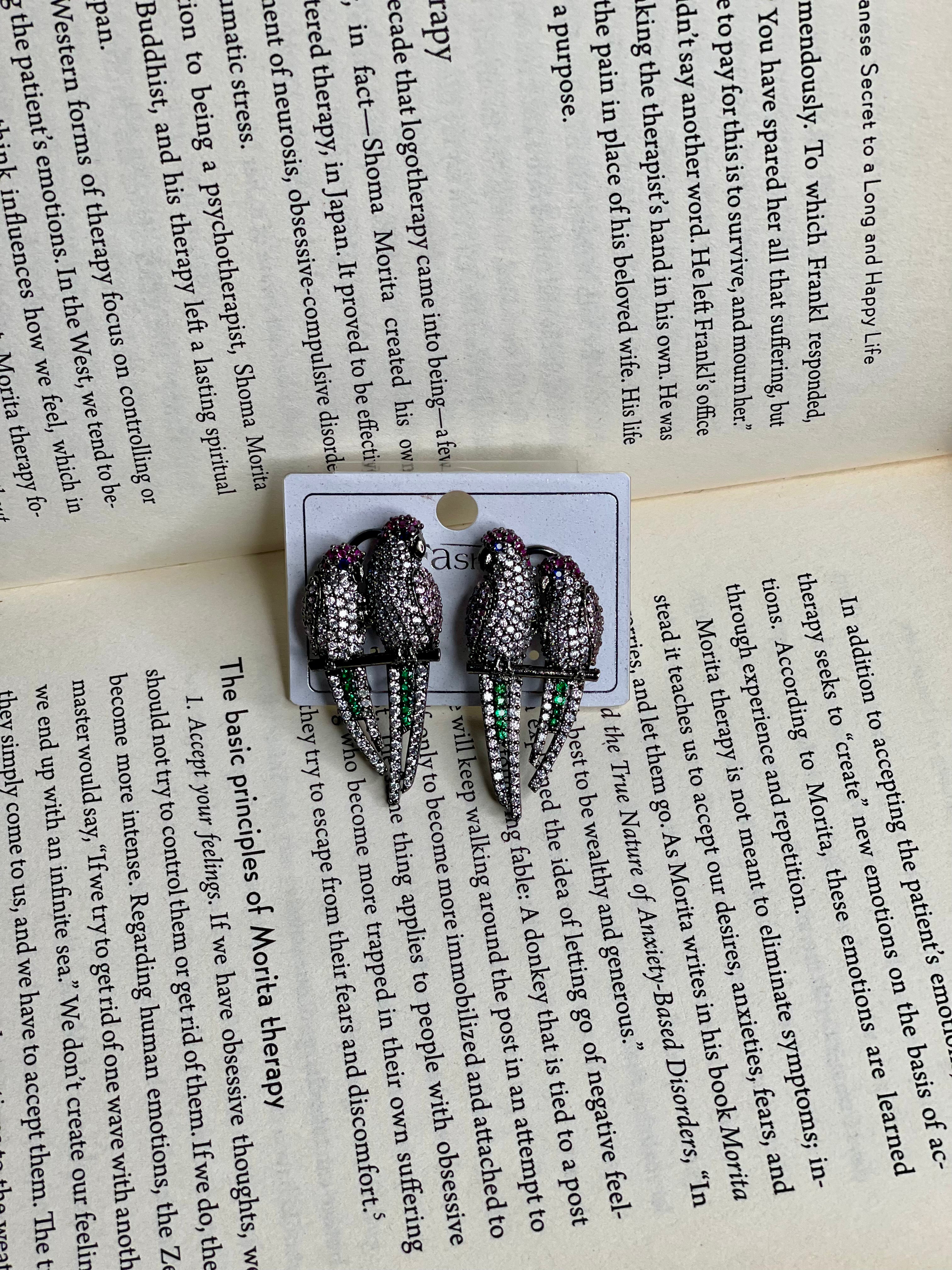 Midnight Crystal Parrot Earrings