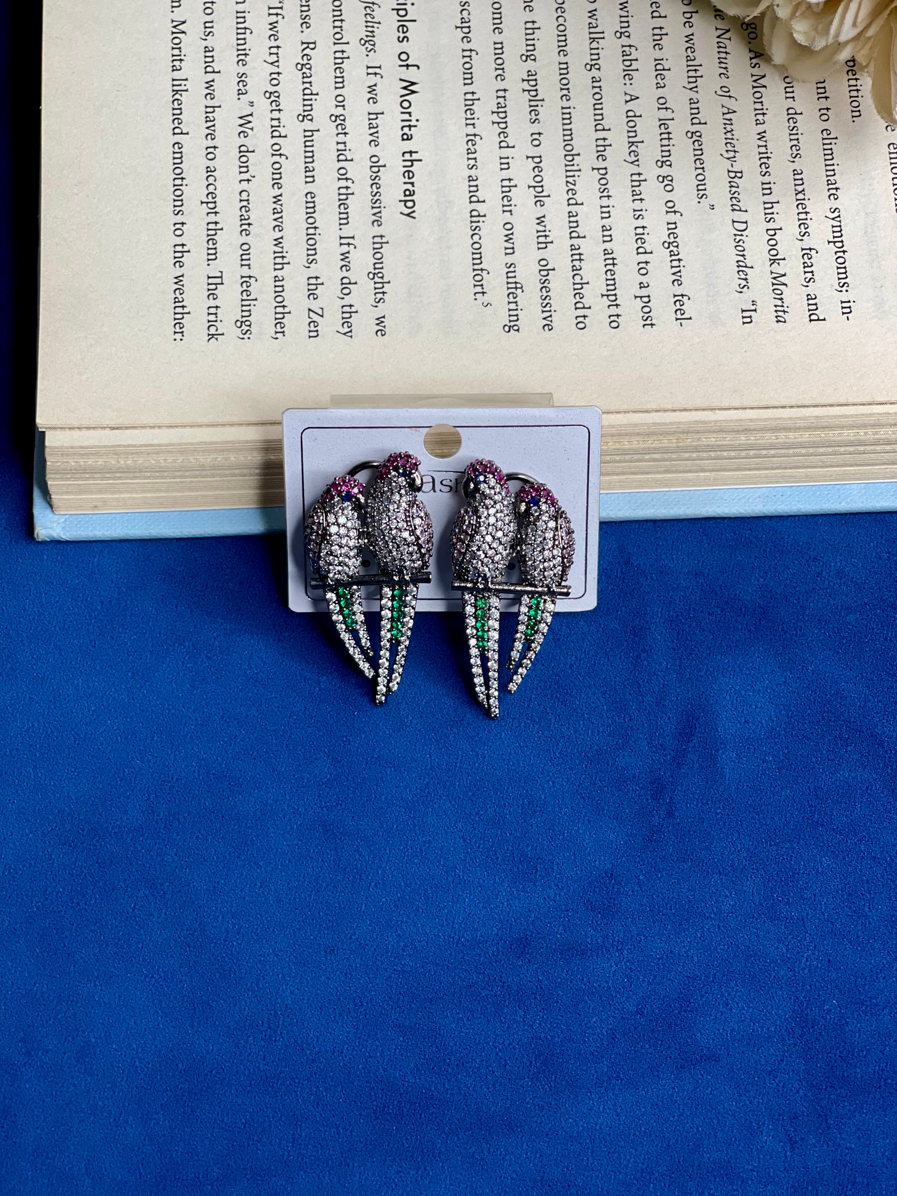 Midnight Crystal Parrot Earrings