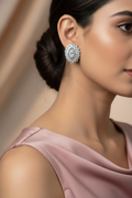 Silver Crystal Bloom Stud Earrings