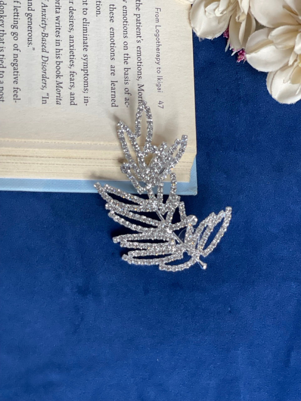 Silver Crystal Fern Earcuff