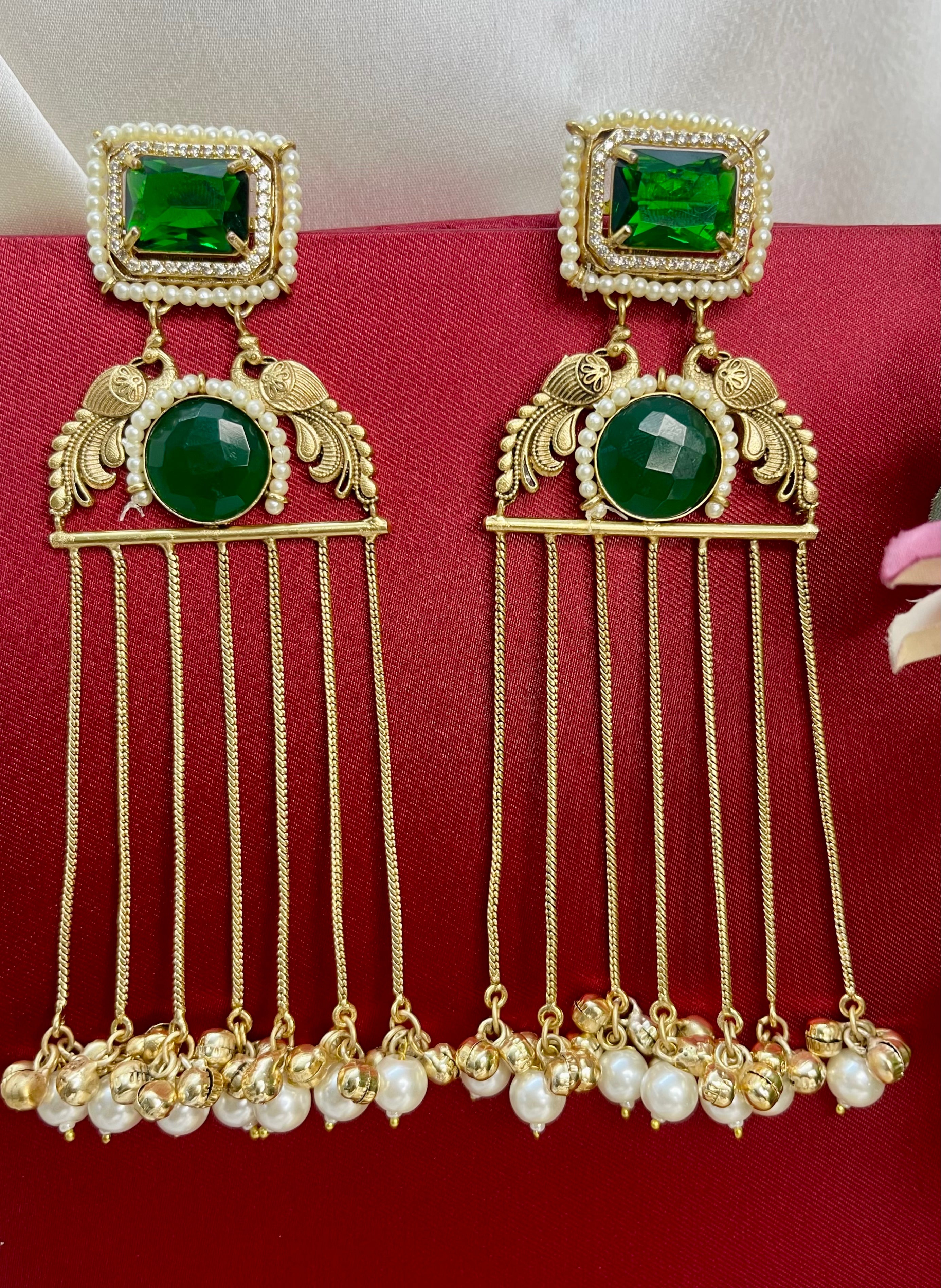 Emerald Ruhani Kashmiri Earrings