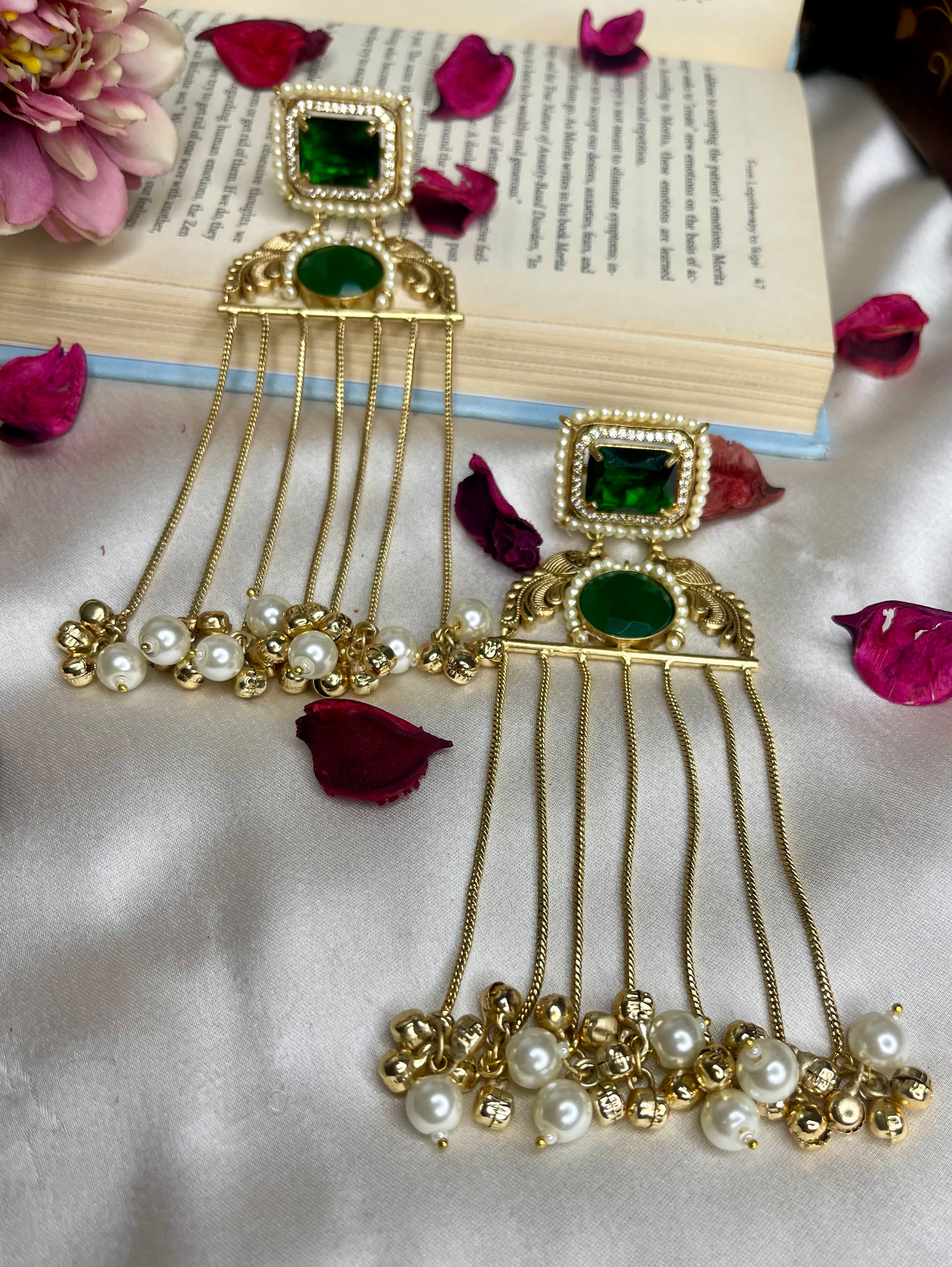 Emerald Ruhani Kashmiri Earrings