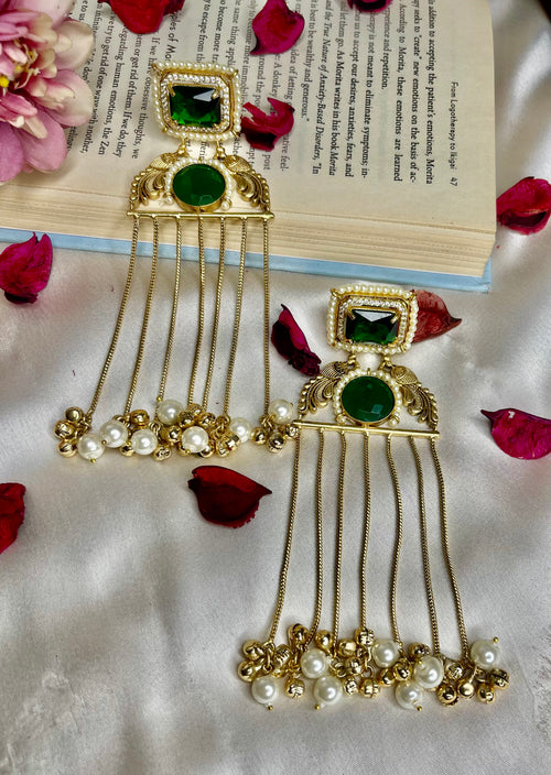 Emerald Ruhani Kashmiri Earrings