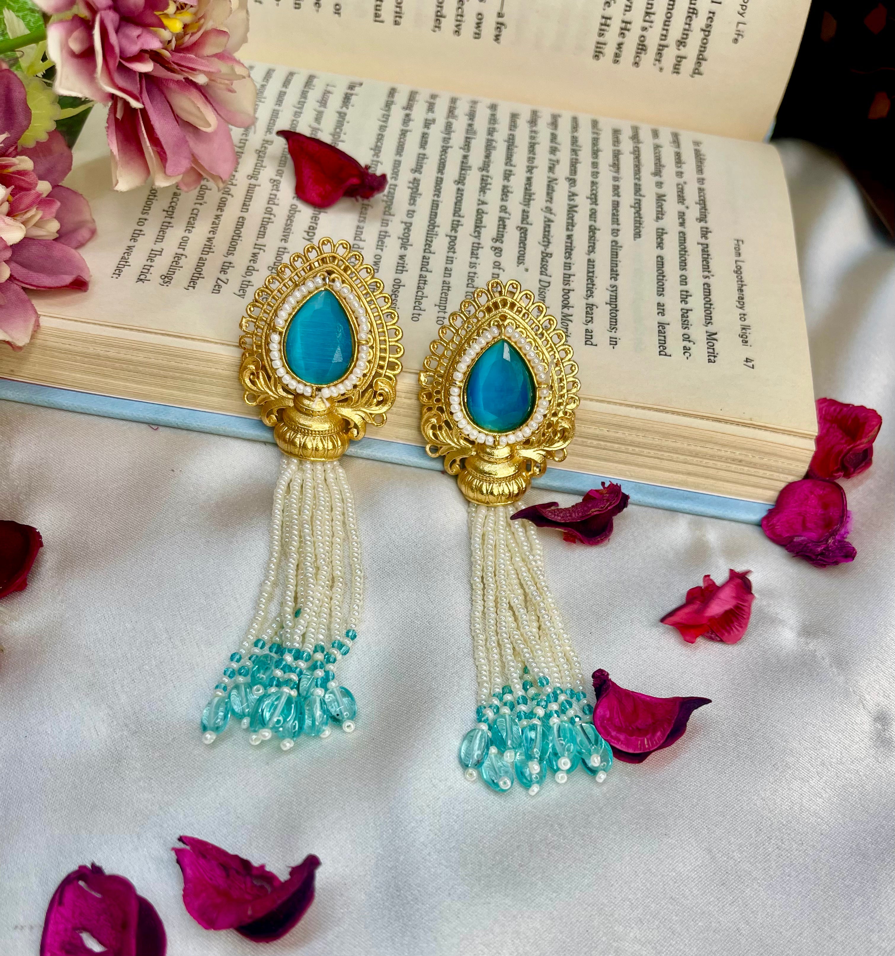 Blue Adaa Pearl Earrings