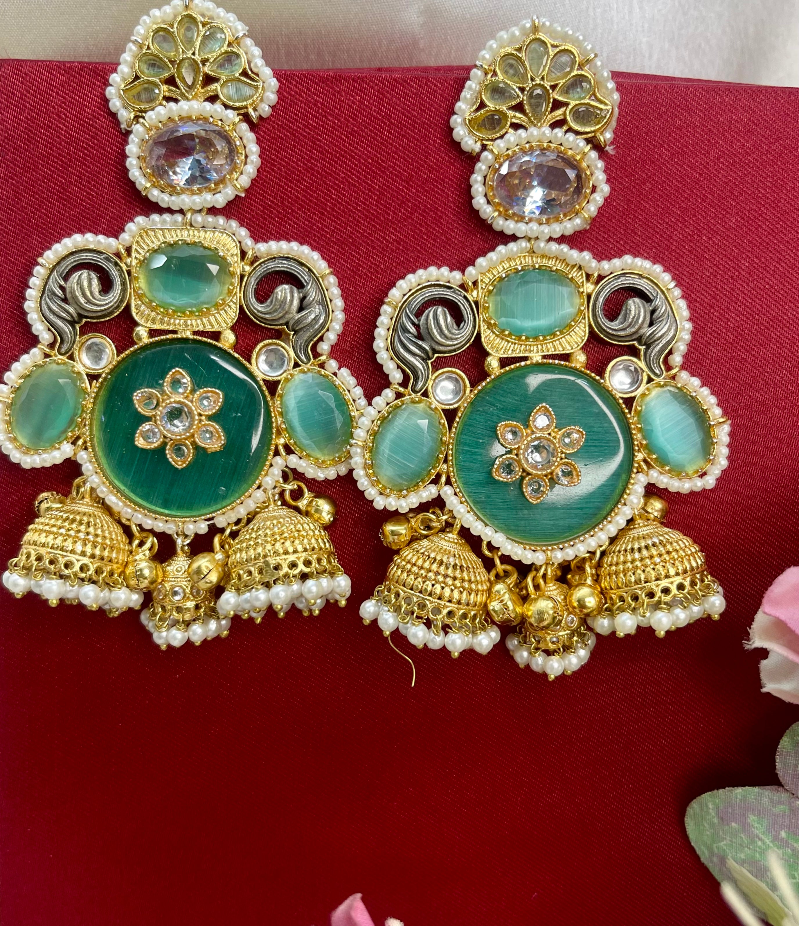 Mint Blossom Kashmiri Earrings
