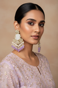 lavender Pearl kundan Juhi earring