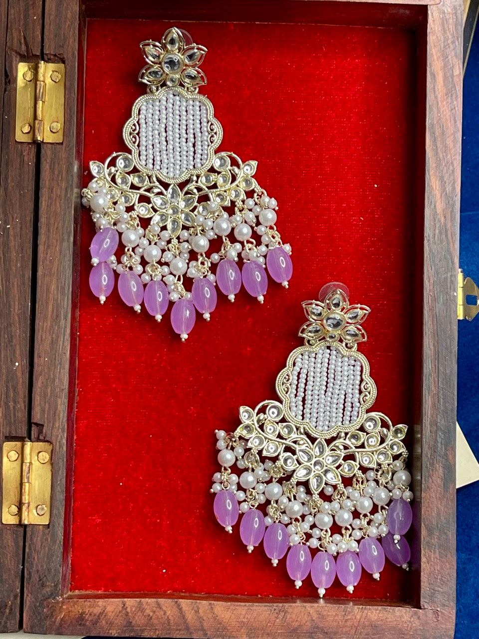 lavender Pearl kundan Juhi earring