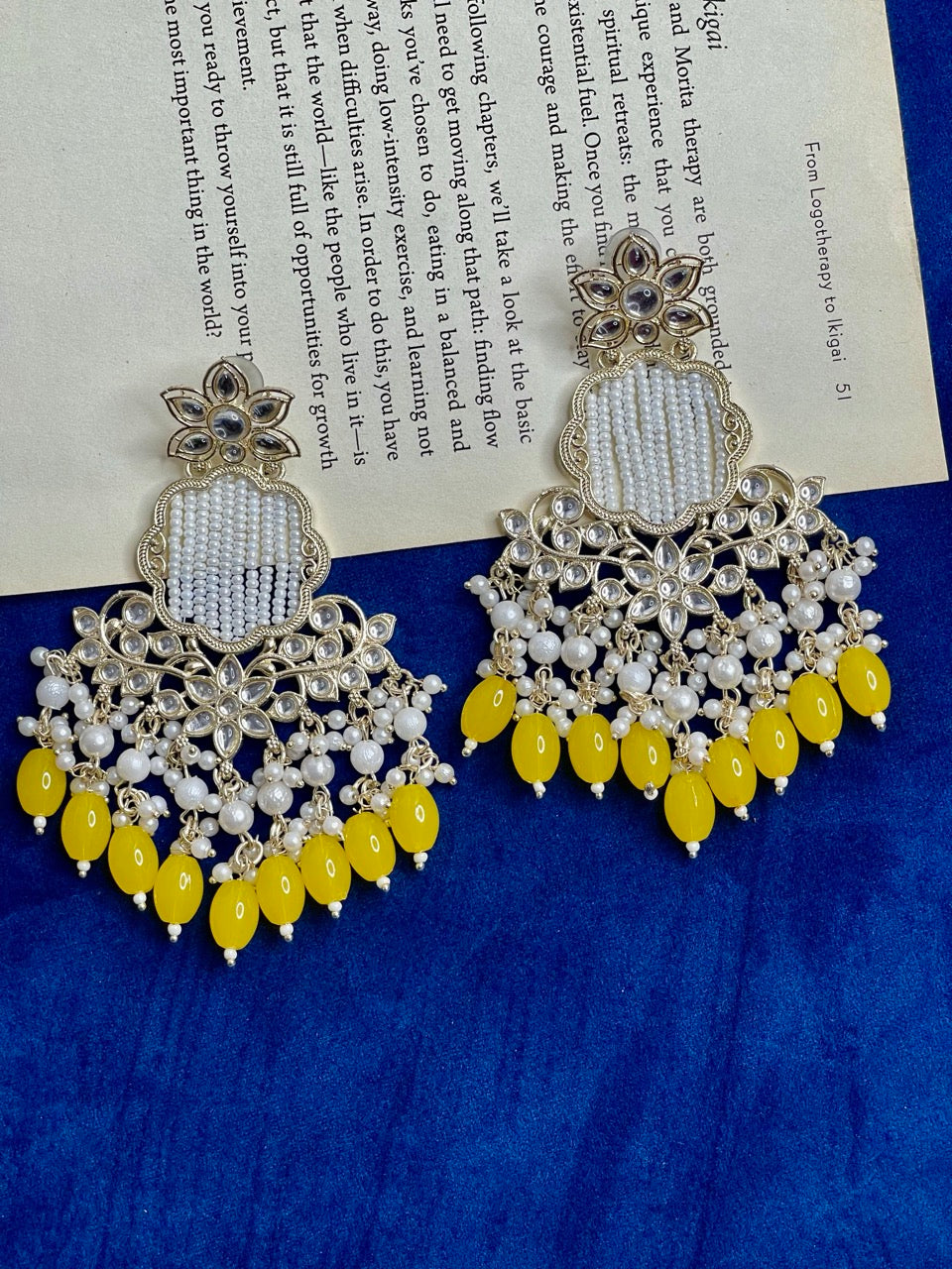 Yellow Pearl kundan Juhi earring