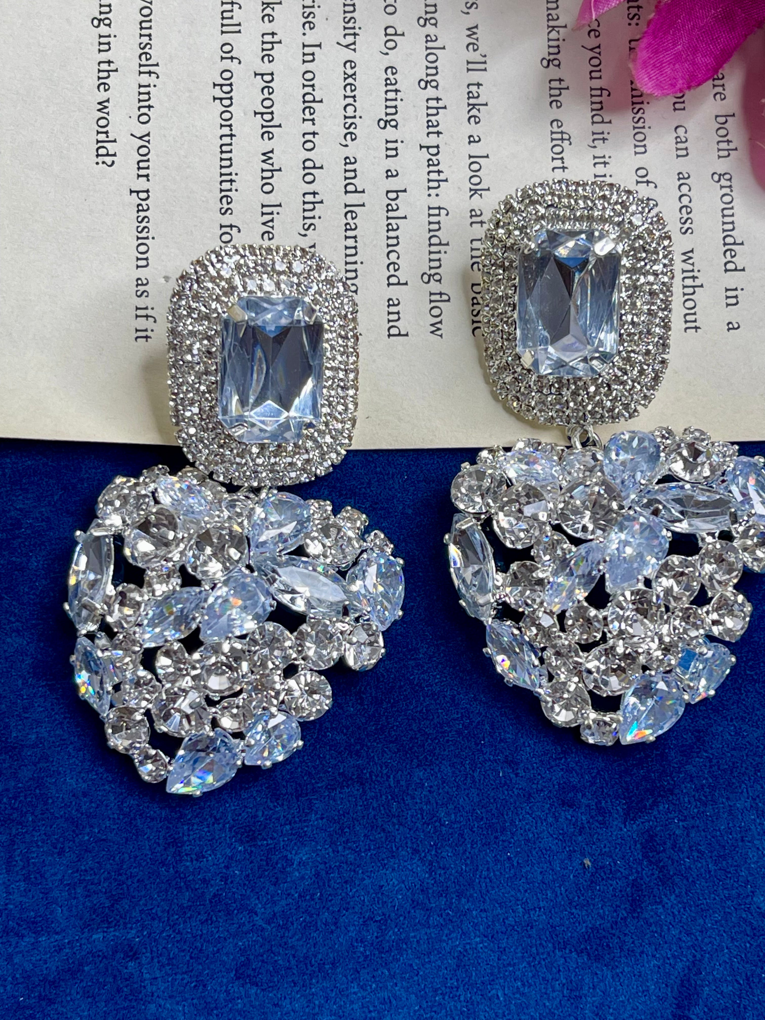 Silver Crystal Cascade Party Earrings